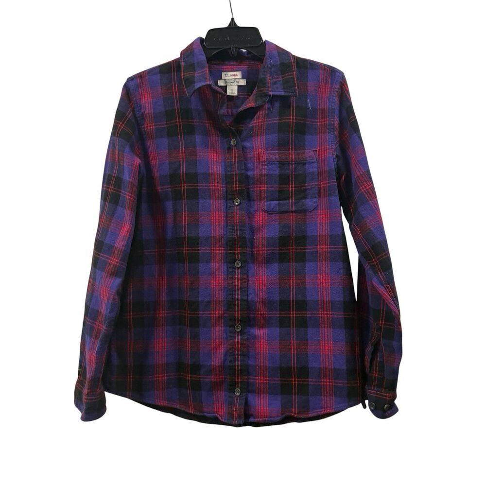 L.L. Bean Women's Relaxed Fit Scotch Plaid Flannel Shirt Size S - Picture 3 of 10